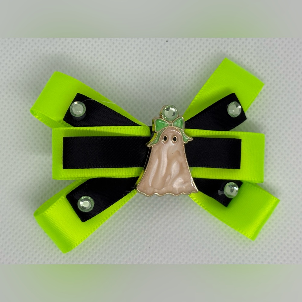 Neon Green and Black Kids Hair Bow